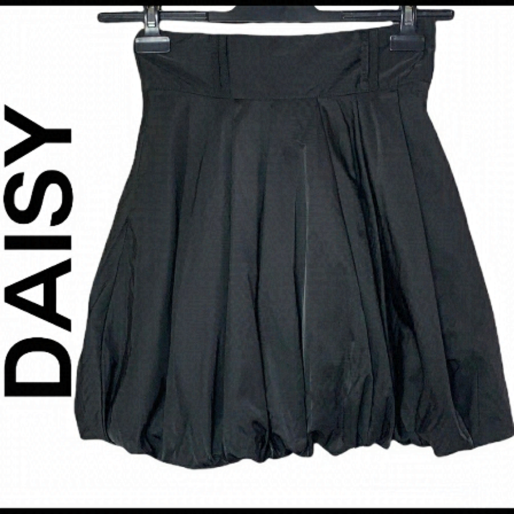 DAISY Black Satin Bubble Hem Mini Skirt Size S